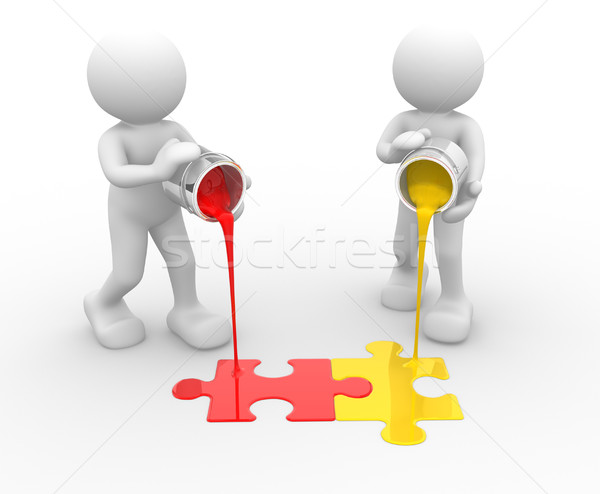 Gens 3d humaine personnage coloré puzzle [[stock_photo]] © coramax