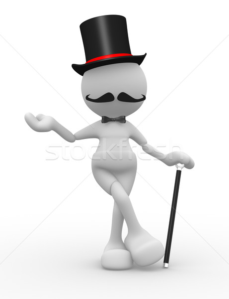 úriember 3d emberek férfi személy kalap sétapálca Stock fotó © coramax