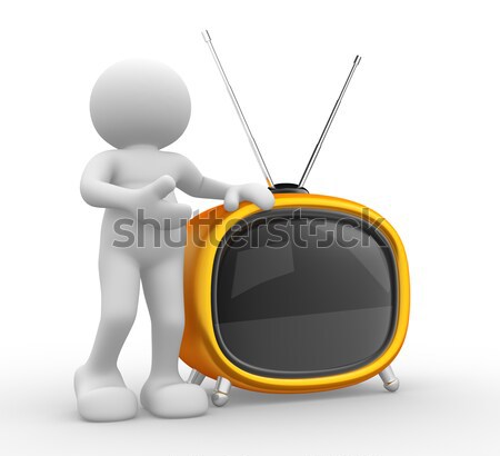 Starych telewizja 3d osób ludzi charakter osoby Zdjęcia stock © coramax