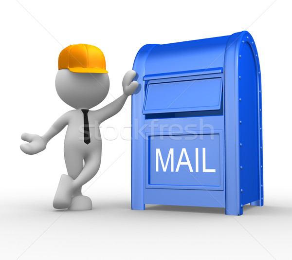 Postbode 3d mensen man persoon mailbox brievenbus Stockfoto © coramax