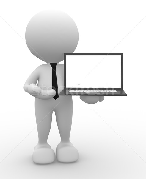 Foto stock: Laptop · 3d · pessoas · homem · pessoa · mundo · tecnologia