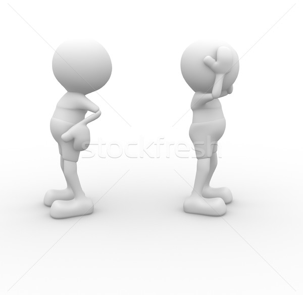 Stock foto: Missverständnis · 3D-Menschen · Männer · Person · Konflikt · Sitzung