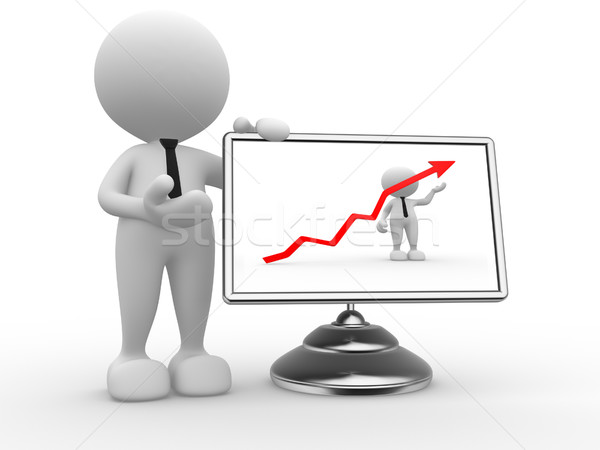 Monitor 3D-Menschen Mann Person finanziellen Grafik Stock foto © coramax