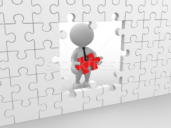 Puzzle 3d emberek férfi személy háttér üzletember Stock fotó © coramax