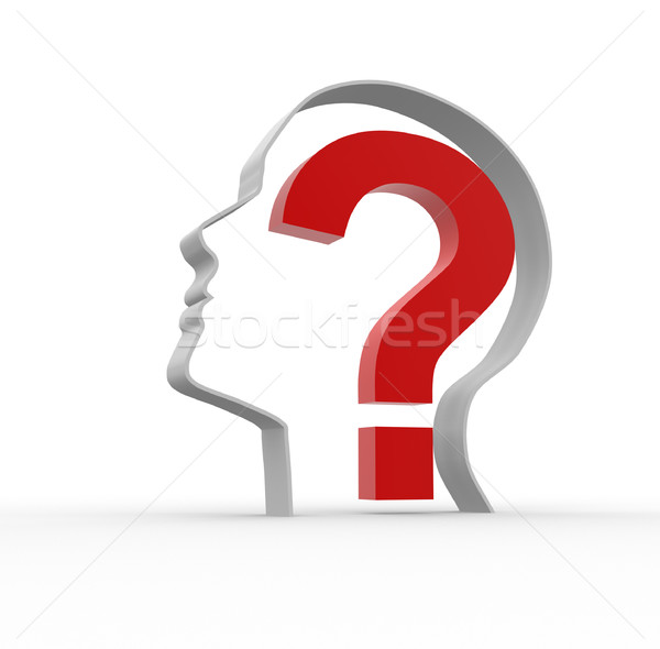 Vraagteken menselijke hoofd 3d render illustratie kunst Stockfoto © coramax
