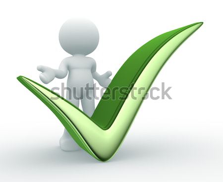 3d people - man, person  with a huge tick and thumb up. Stock photo © coramax