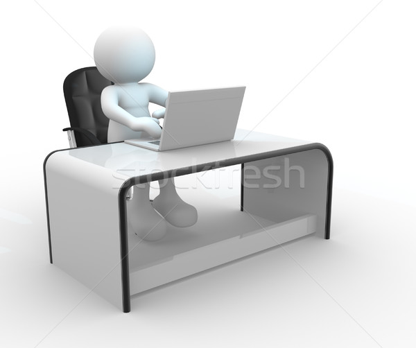 Zdjęcia stock: Laptop · 3d · osób · ludzi · charakter · osoby · posiedzenia