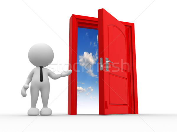 Otwartych drzwi 3d osób człowiek osoby domu streszczenie Zdjęcia stock © coramax