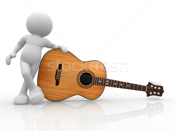 Guitariste gens 3d humaine personnage personne guitare acoustique Photo stock © coramax