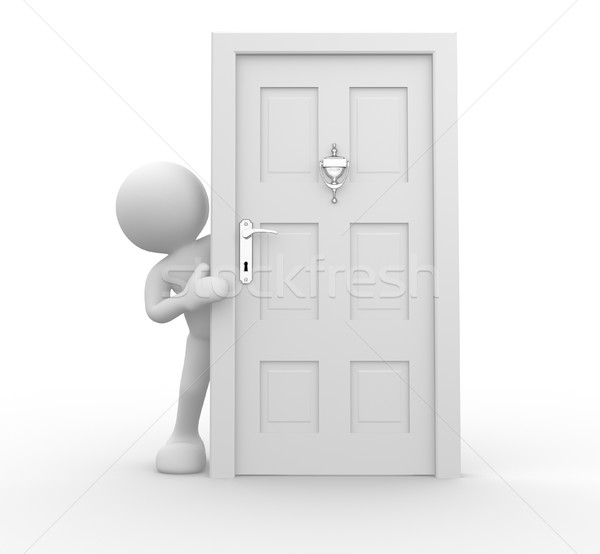 Porte gens 3d homme personne maison sécurité Photo stock © coramax
