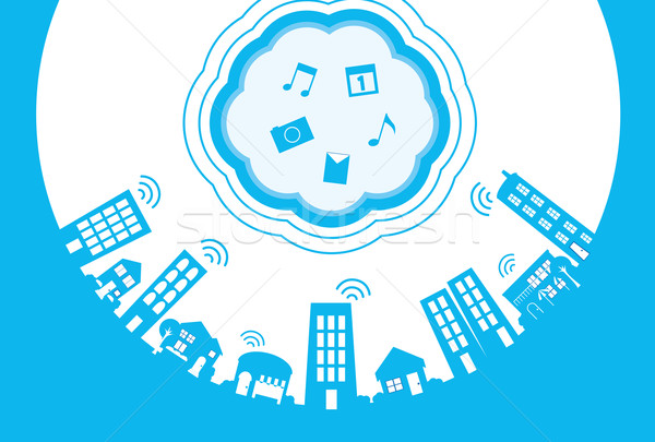 実例 市 雲 インターネット 建物 背景 ストックフォト © coroichi