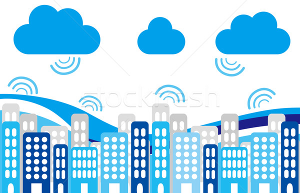 実例 市 雲 インターネット 建物 背景 ストックフォト © coroichi