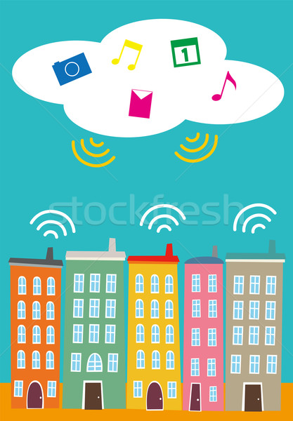 実例 市 雲 インターネット 建物 背景 ストックフォト © coroichi
