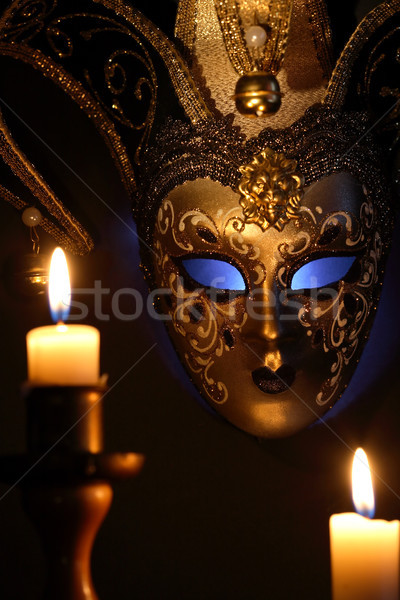 Velencei maszk világítás gyertyák gyönyörű klasszikus sötét Stock fotó © cosma