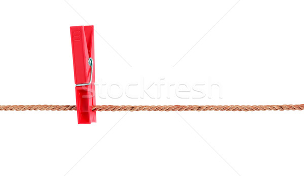 衣夾 繩 一 紅色 掛 孤立 商業照片 © cosma