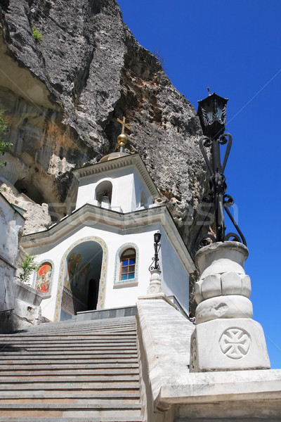 Kilise kaya güzel beyaz hristiyanlık merdiven Stok fotoğraf © cosma