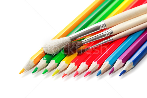 Colored Pencils And Brushes Stock photo © cosma