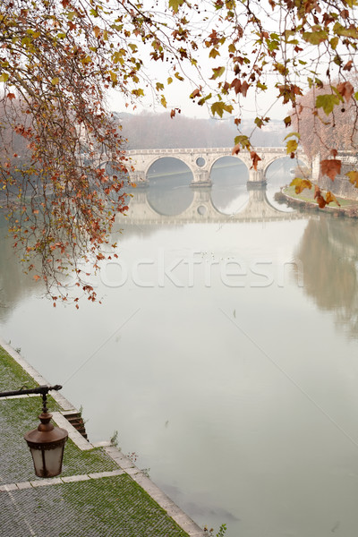 Stockfoto: Rivier · takje · oude · brug · Rome