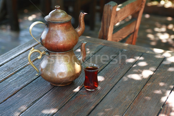 Turks thee traditioneel koper theepot glas Stockfoto © cosma