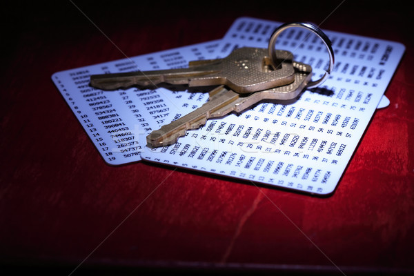 Geheimhaltung Sicherheit zwei Schlüssel Kunststoff Karten Stock foto © cosma