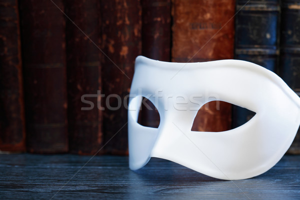 Maszk könyvek művészet közelkép fehér klasszikus Stock fotó © cosma