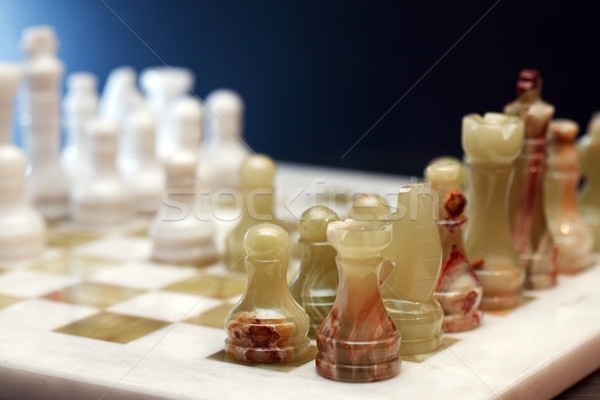 Piezas de ajedrez bordo establecer oscuro deporte piedra Foto stock © cosma