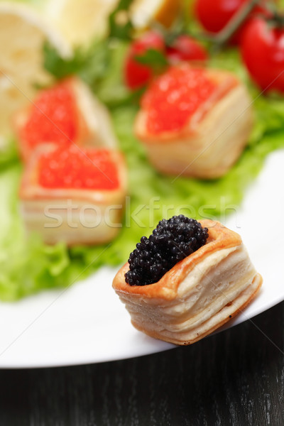 Fekete kaviár közelkép ikra különböző étel Stock fotó © cosma