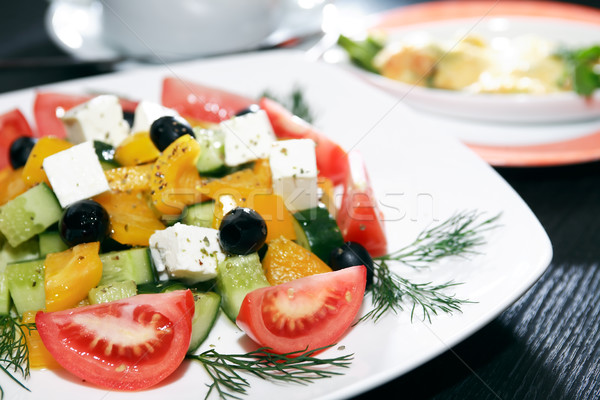 Görög saláta tányér előétel vacsora sötét Stock fotó © cosma
