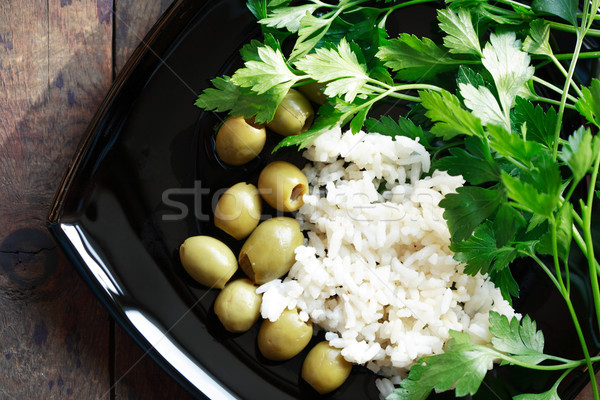 Pirinç zeytin güzel siyah plaka aptal Stok fotoğraf © cosma