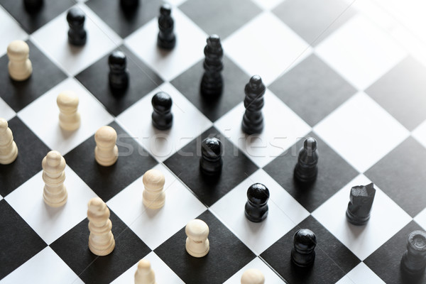 Xadrez jogo preto e branco conjunto tabuleiro de xadrez Foto stock © cosma
