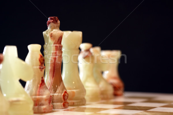 Piezas de ajedrez bordo establecer oscuro deporte resumen Foto stock © cosma
