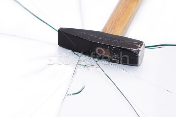 Hamer glas vernietiging criminaliteit crash Stockfoto © cosma