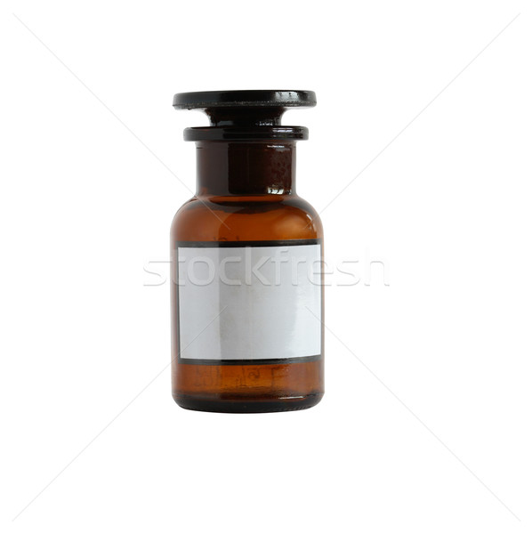 Farmaceutic flacon maro sticlă izolat alb Imagine de stoc © cosma