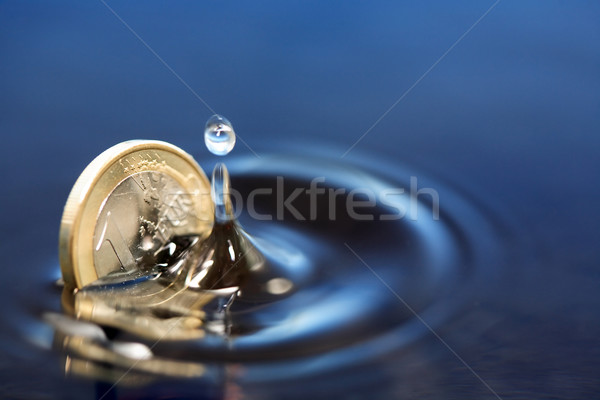 Süllyed Euro érme közelkép egy csobbanás Stock fotó © cosma