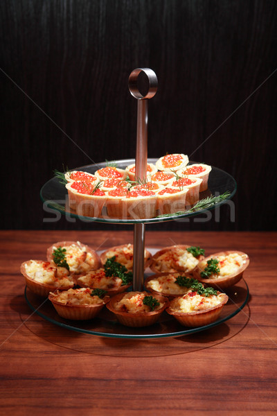 Stockfoto: Voorgerechten · diner · ingesteld · sandwiches · Rood