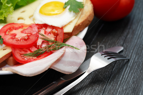 Fried Eggs With Ham Stock photo © cosma