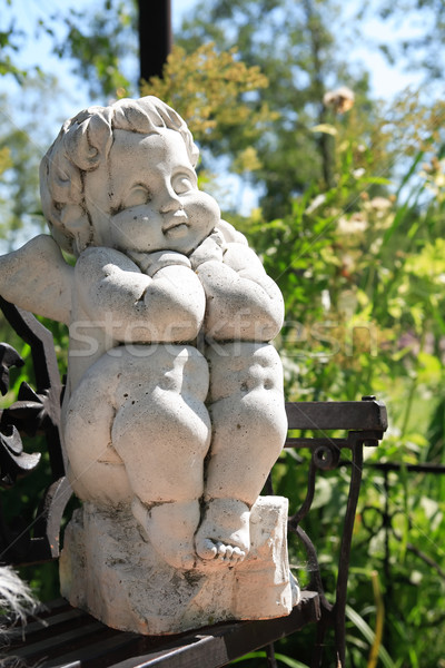 [[stock_photo]]: Ange · sculpture · pierre · été · nature