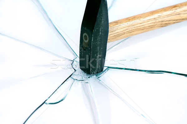 Hamer glas vernietiging criminaliteit crash Stockfoto © cosma