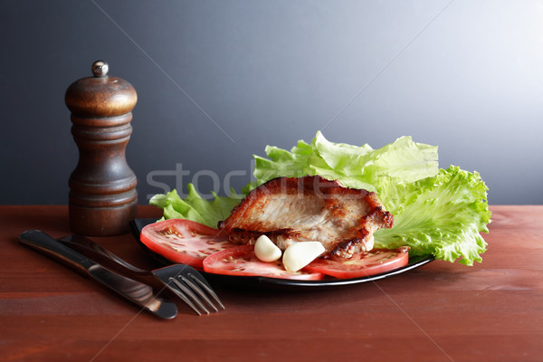 Pörkölt hús darab tányér zöldségek zöld Stock fotó © cosma