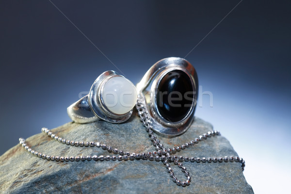 Silver Jewelry On Stone Stock photo © cosma