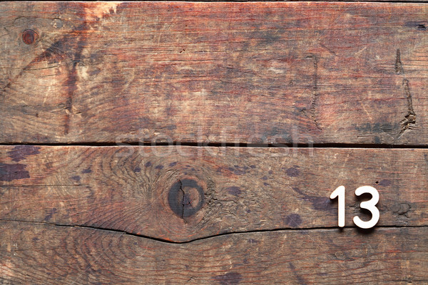 Thirteen Inscription On Wood Stock photo © cosma