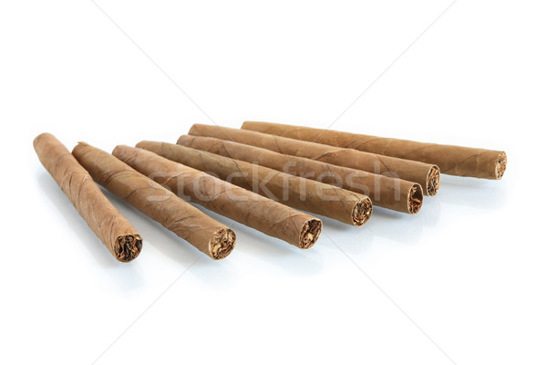 Cygara biały rząd refleksji palenia Zdjęcia stock © cosma