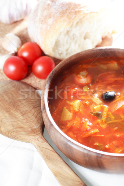 Wooden Bowl With Soup Stock photo © cosma