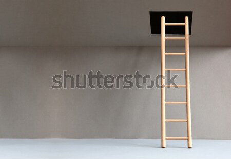 Leiter Flucht Holz abstrakten leeren Raum Haus Stock foto © cosma
