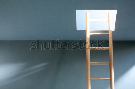Leiter Flucht Holz leeren Raum beleuchtet Haus Stock foto © cosma