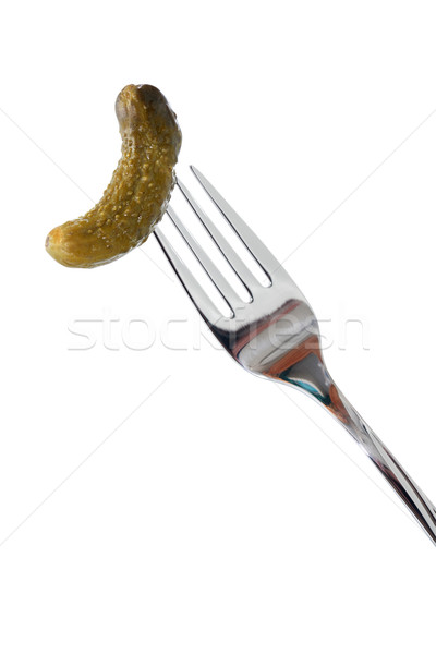 Pickled Cucumber On Fork Stock photo © cosma