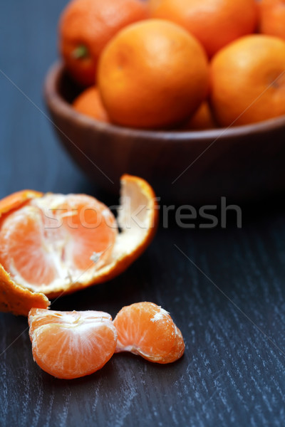 Foto stock: Pelado · mandarina · tazón · completo · frutas