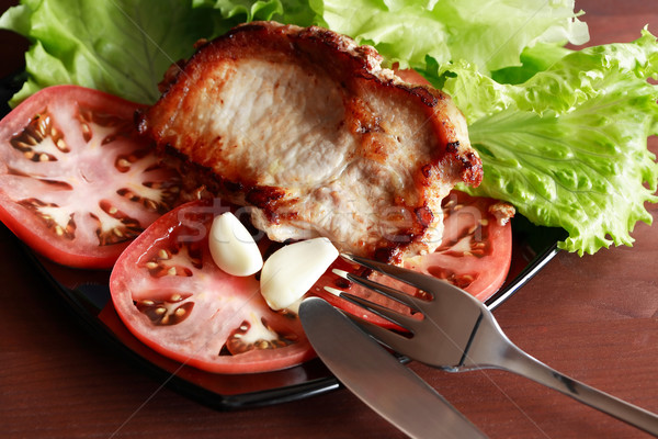 Zdjęcia stock: Mięsa · kawałek · tablicy · warzyw · zielone
