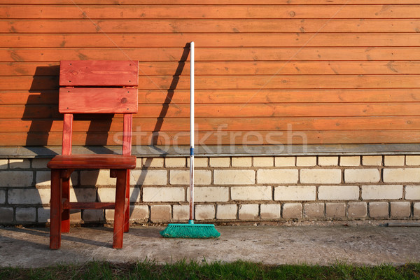 椅子 時間 古い 木製 壁 家 ストックフォト © cosma