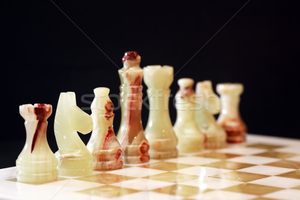Piezas de ajedrez bordo establecer oscuro deporte piedra Foto stock © cosma